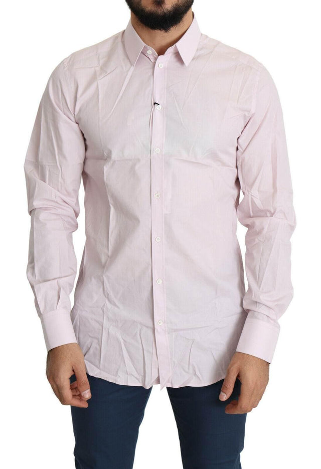 Dolce & Gabbana Light Pink Cotton Formal GOLD Dress Shirt - Hilstor