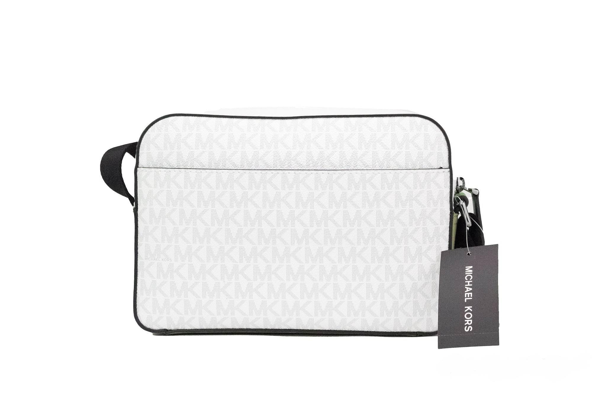 Michael Kors Cooper Small Bright White Palm Signature PVC Utility Crossbody Bag - Hilstor