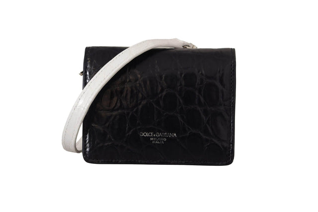 Dolce & Gabbana Blue Exotic Leather Bifold Wallet with Strap - Hilstor