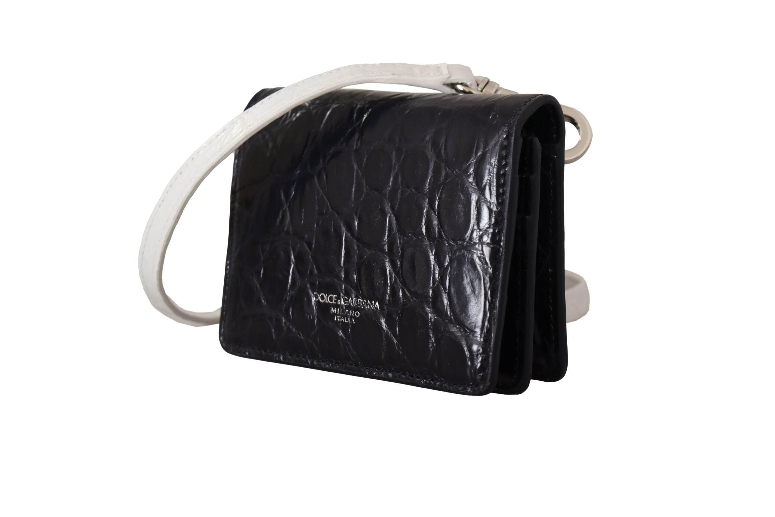 Dolce & Gabbana Blue Exotic Leather Bifold Wallet with Strap - Hilstor