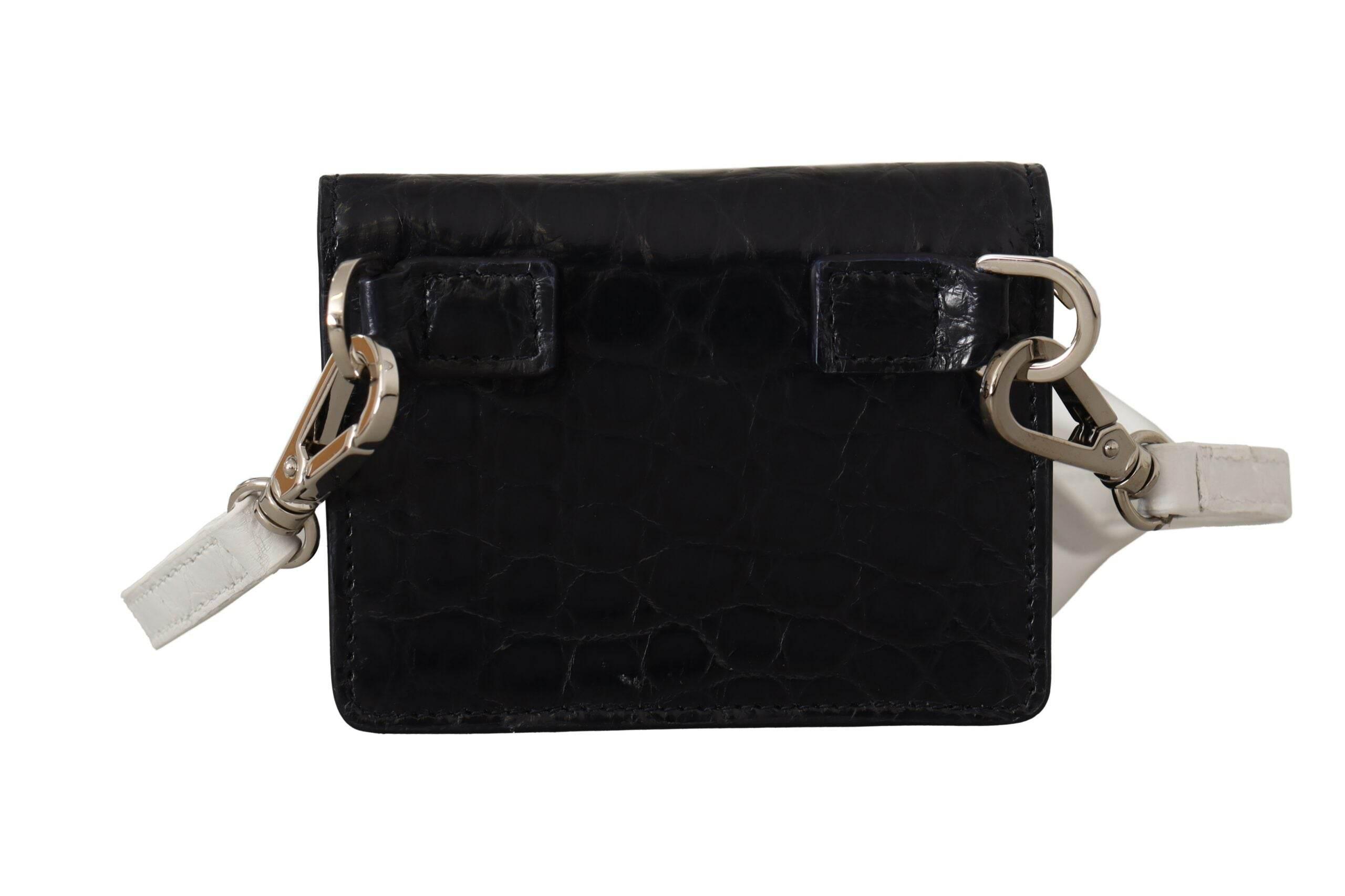 Dolce & Gabbana Blue Exotic Leather Bifold Wallet with Strap - Hilstor