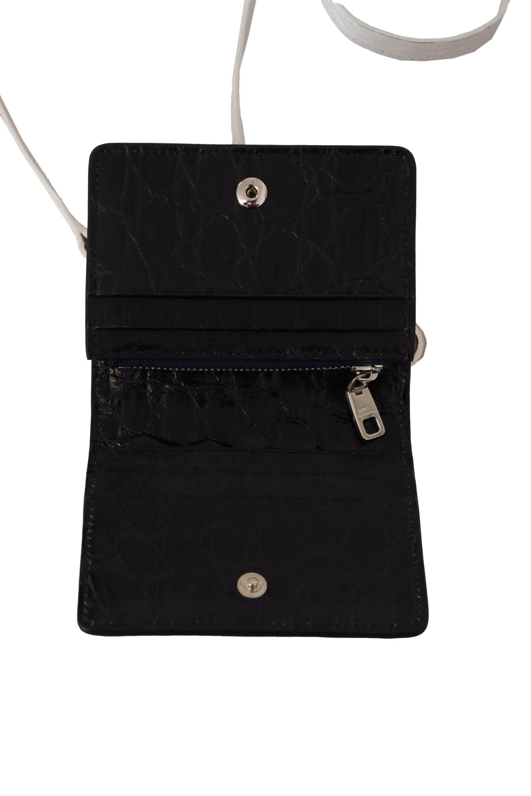 Dolce & Gabbana Blue Exotic Leather Bifold Wallet with Strap - Hilstor