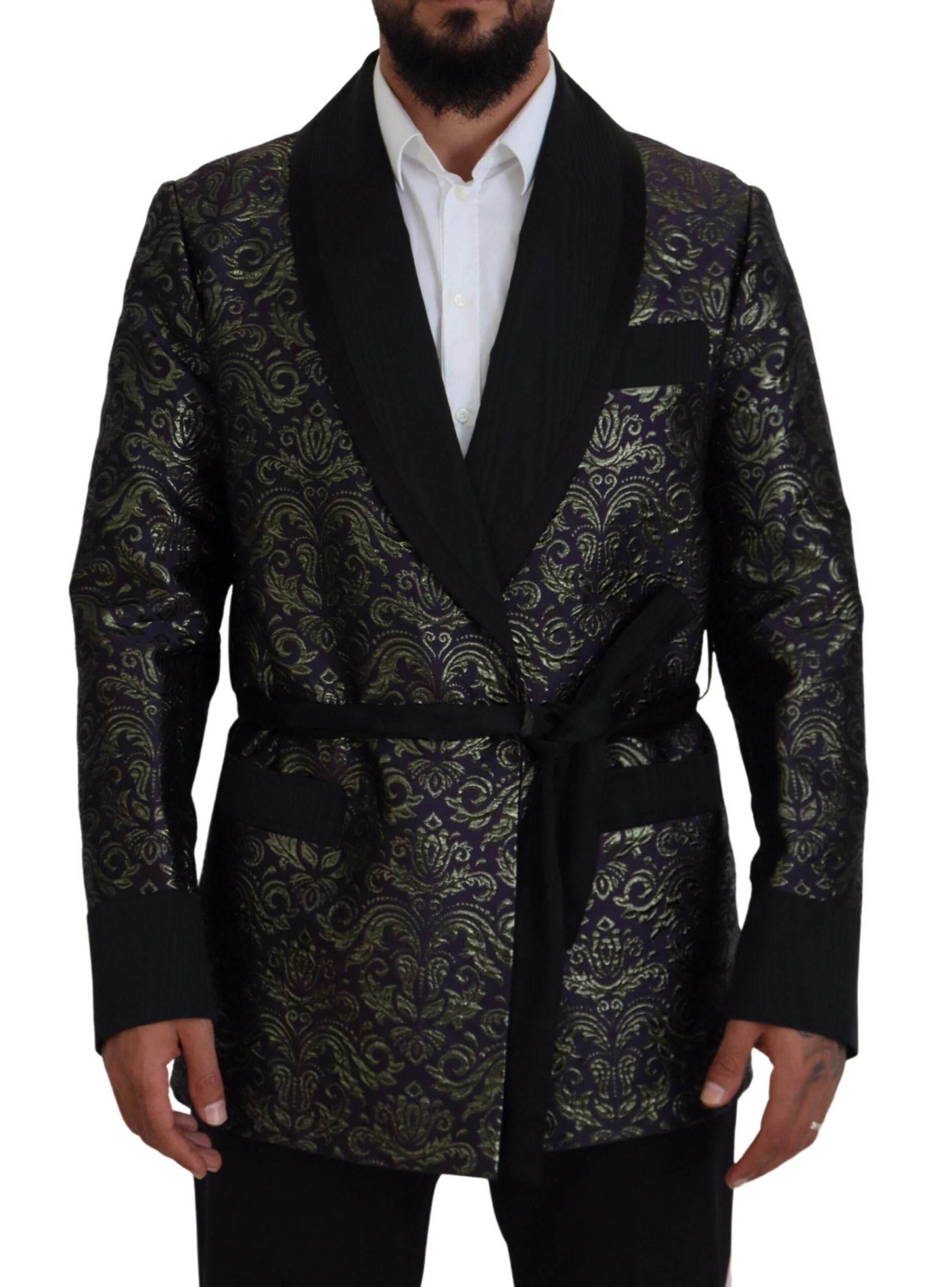 Dolce & Gabbana Gold Purple Baroque Jacket Blazer Robe - Hilstor