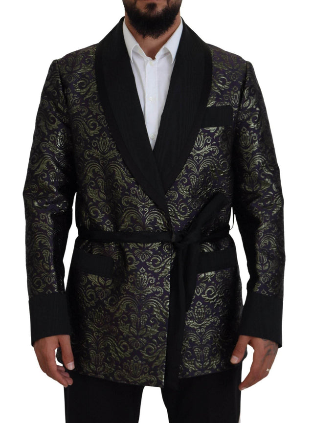 Dolce & Gabbana Gold Purple Baroque Jacket Blazer Robe - Hilstor