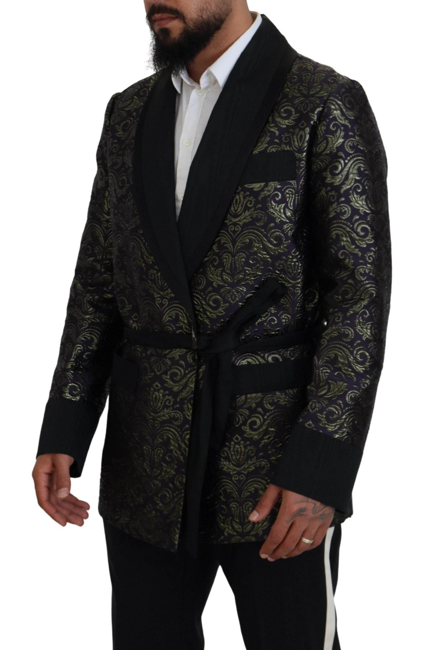 Dolce & Gabbana Gold Purple Baroque Jacket Blazer Robe - Hilstor