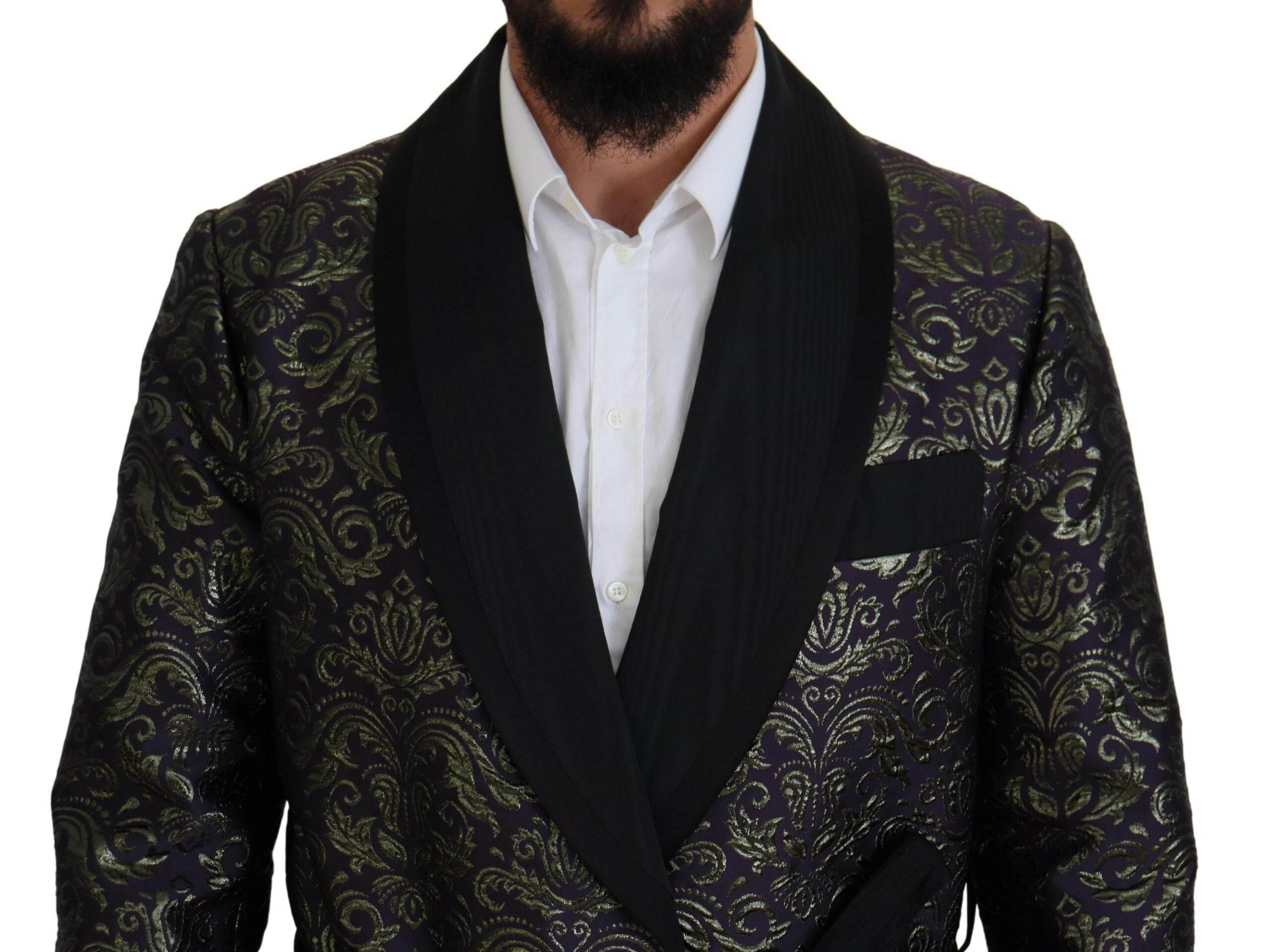Dolce & Gabbana Gold Purple Baroque Jacket Blazer Robe - Hilstor