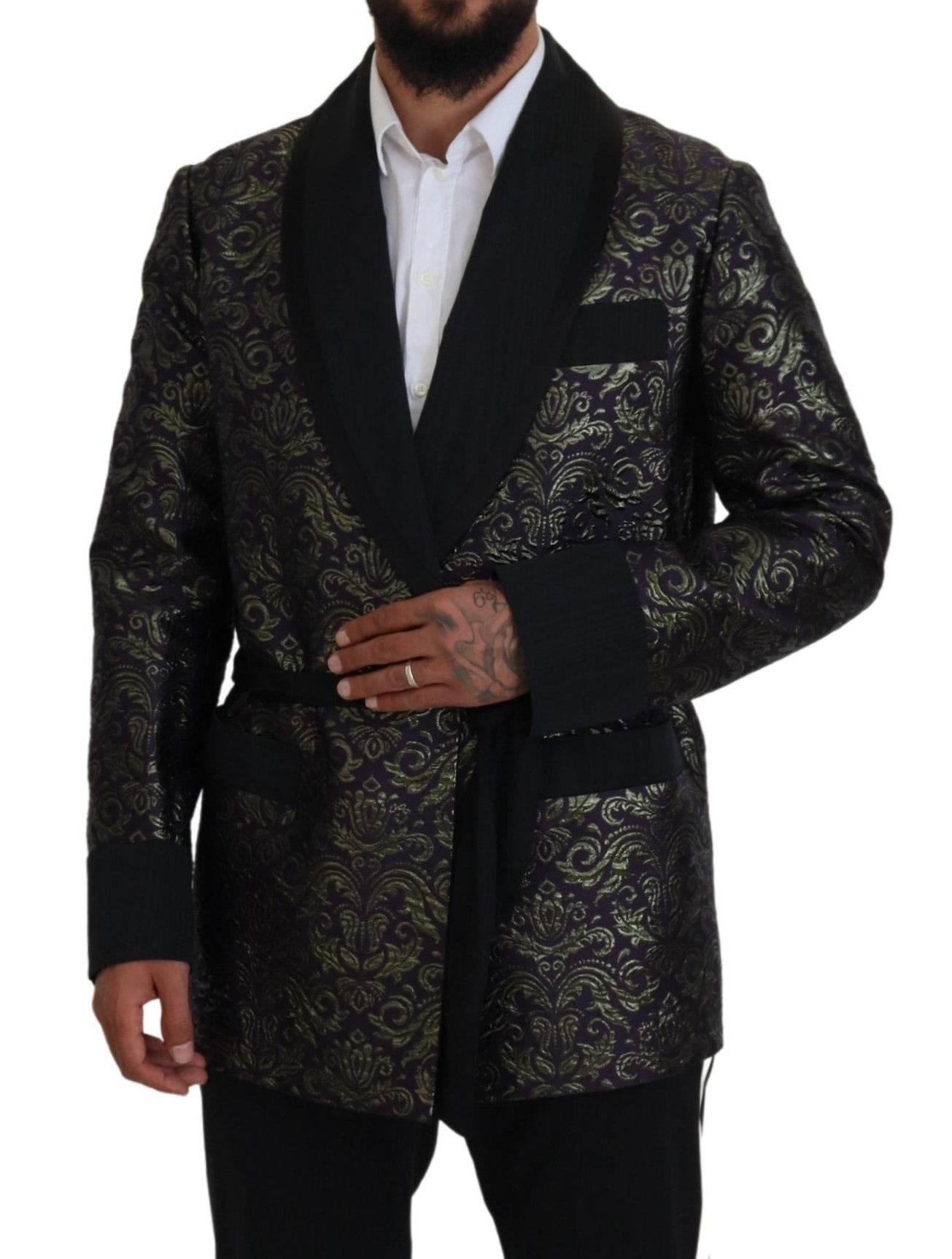 Dolce & Gabbana Gold Purple Baroque Jacket Blazer Robe - Hilstor