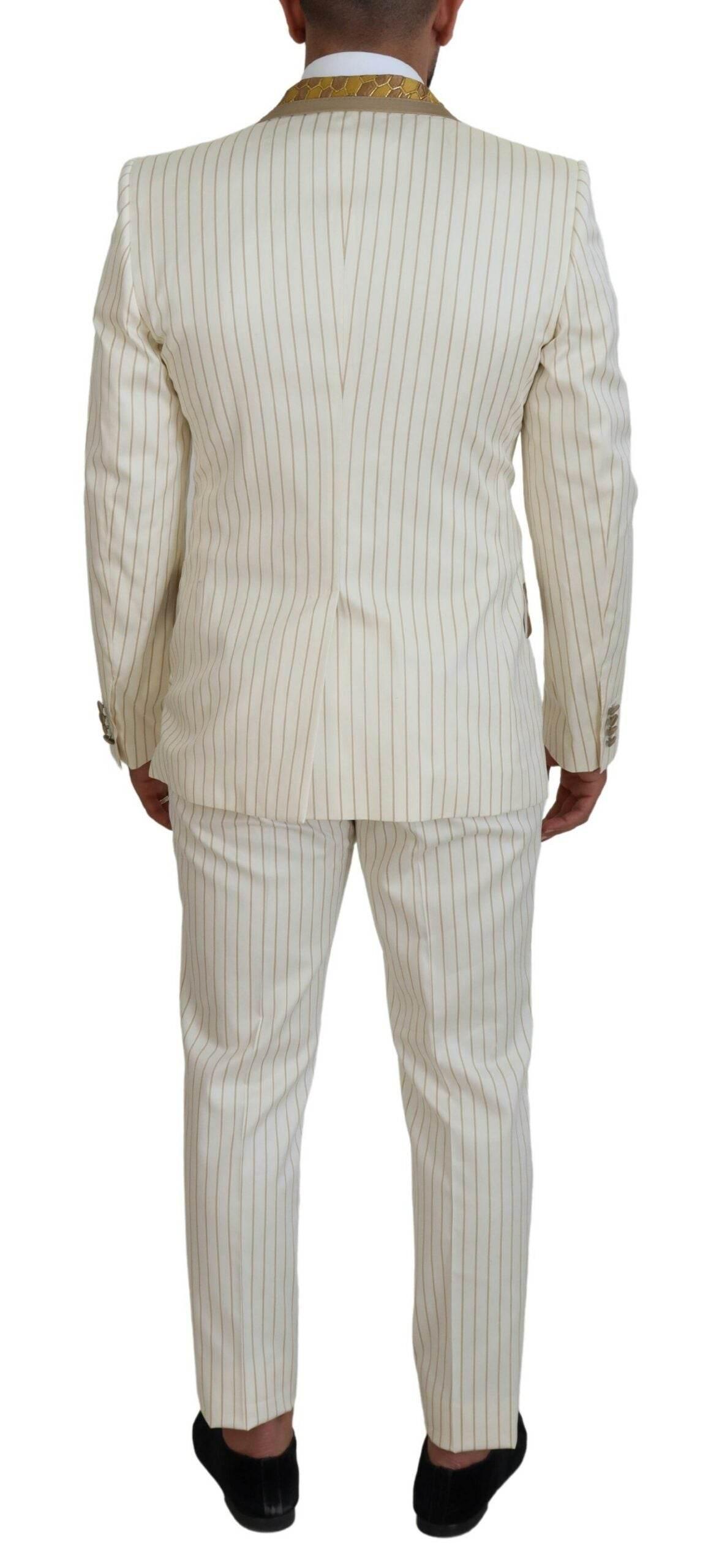 Dolce & Gabbana Elegant Off White Double Breasted Suit - Hilstor