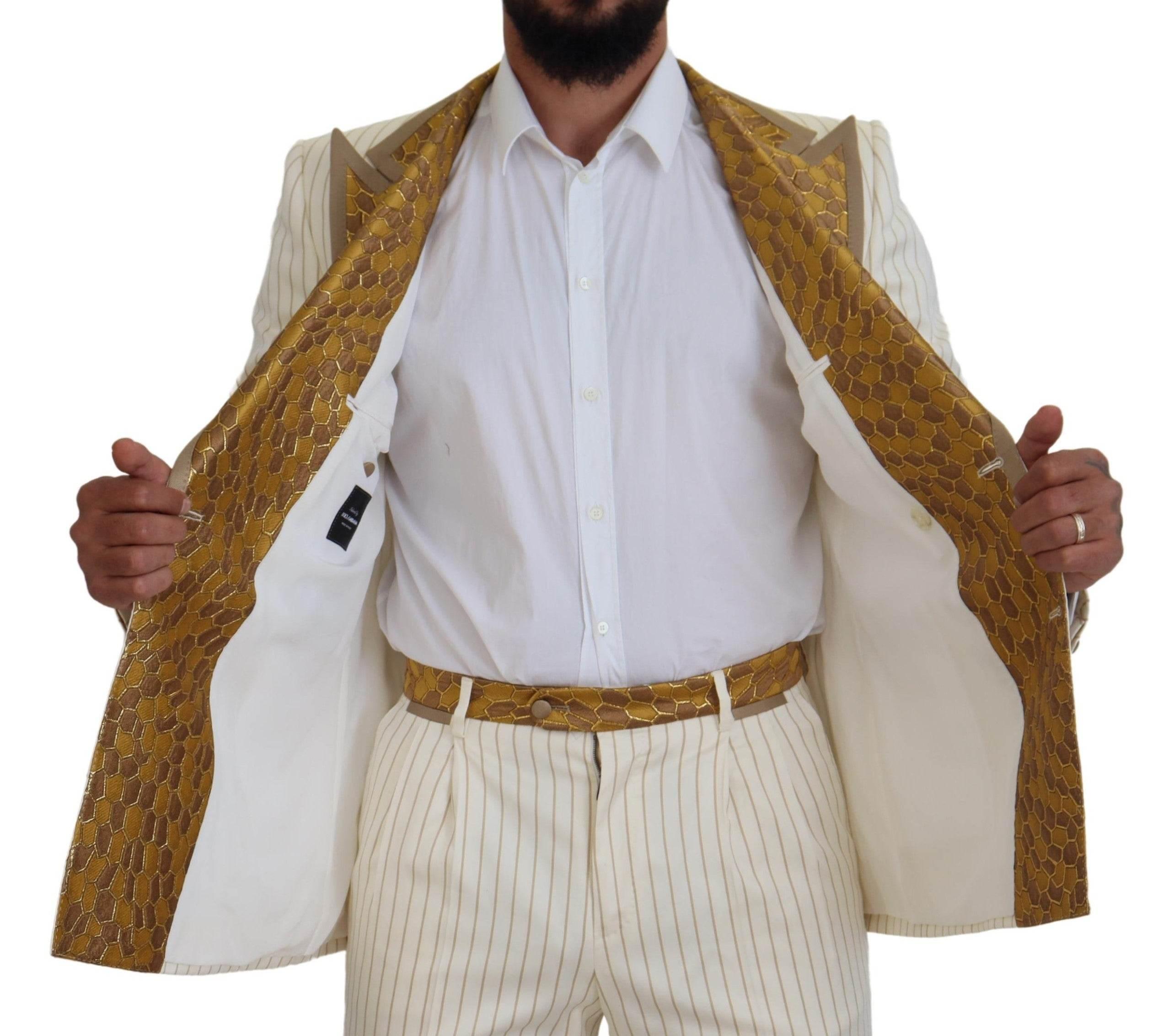 Dolce & Gabbana Elegant Off White Double Breasted Suit - Hilstor
