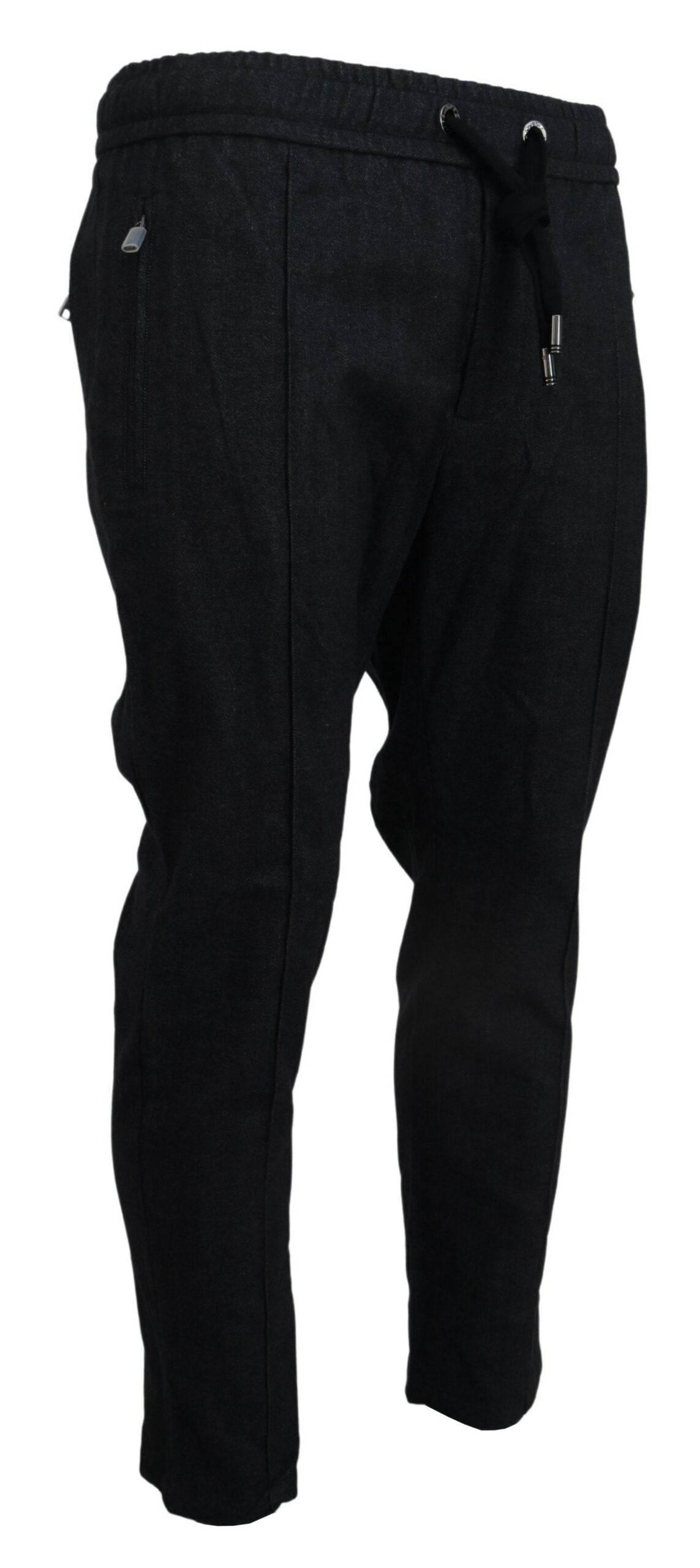 Dolce & Gabbana Grey Cotton Tapered Cotton Pants - Hilstor