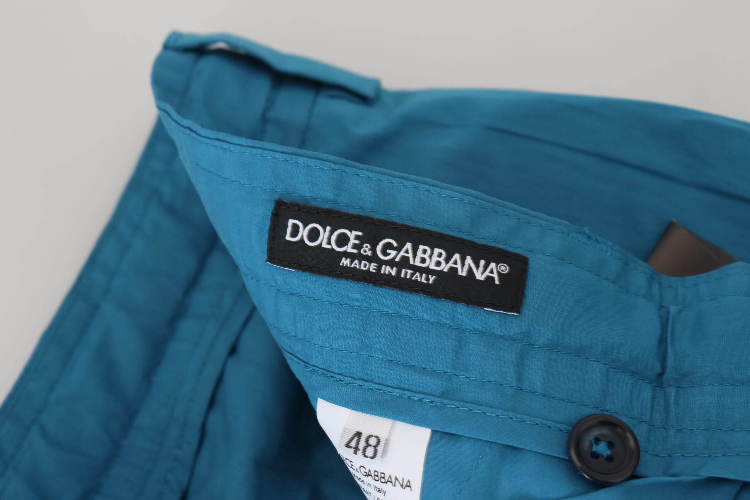 Dolce & Gabbana Blue Cotton Chinos Trousers Pants - Hilstor