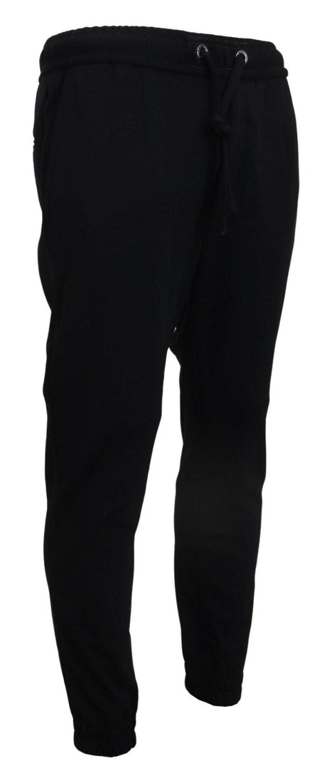 Dolce & Gabbana Sleek Black Wool-Blend Sweatpants - Hilstor