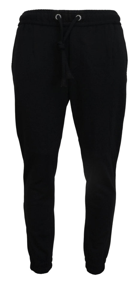 Dolce & Gabbana Sleek Black Wool-Blend Sweatpants - Hilstor