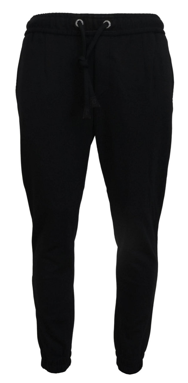 Dolce & Gabbana Sleek Black Wool-Blend Sweatpants - Hilstor