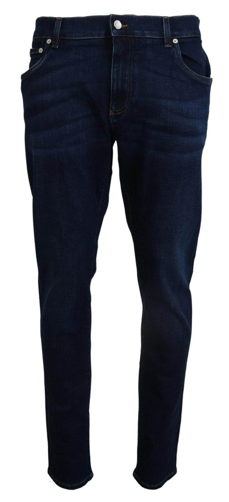 Dolce & Gabbana Dark Blue Cotton Denim SKINNY Jeans - Hilstor