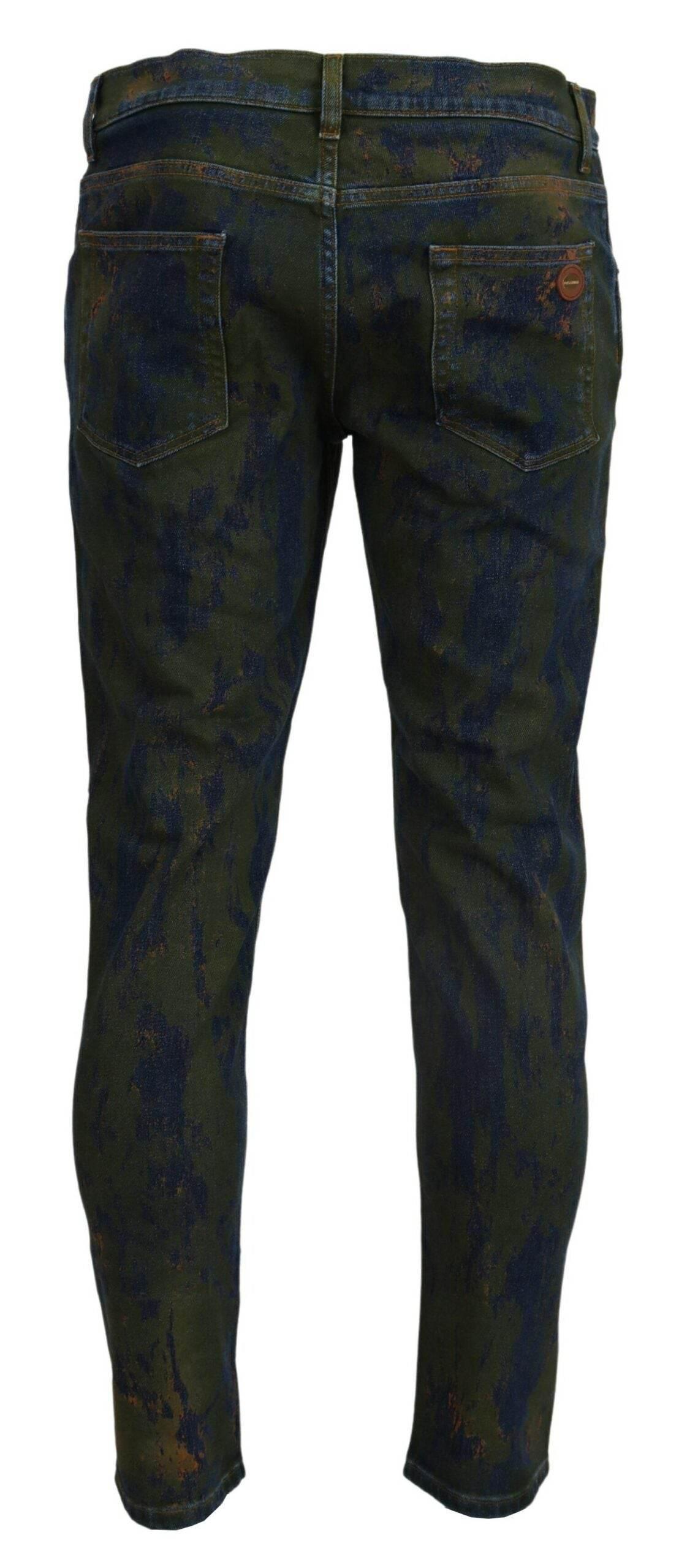 Dolce & Gabbana Blue Green Skinny Cotton Denim Jeans - Hilstor