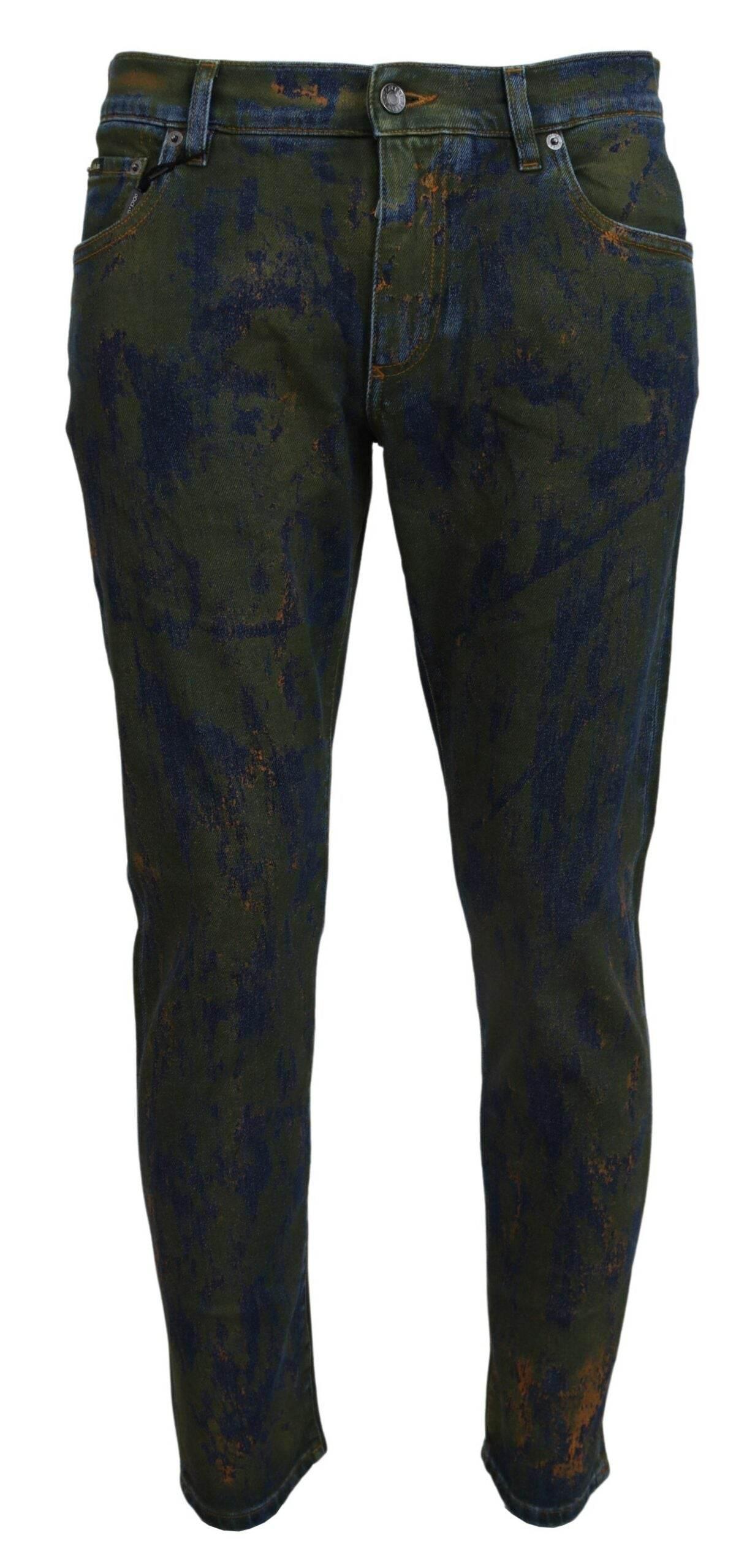 Dolce & Gabbana Blue Green Skinny Cotton Denim Jeans - Hilstor