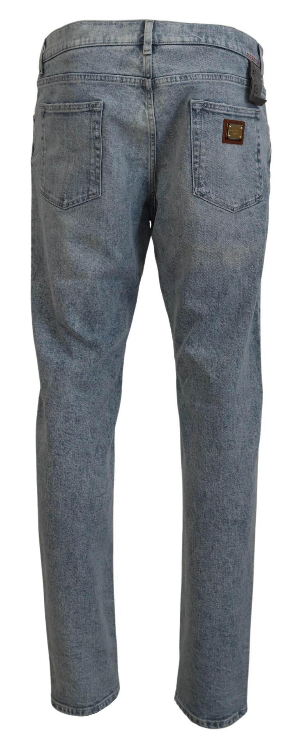 Dolce & Gabbana Blue Wash Slim Fit Cotton Denim Jeans - Hilstor