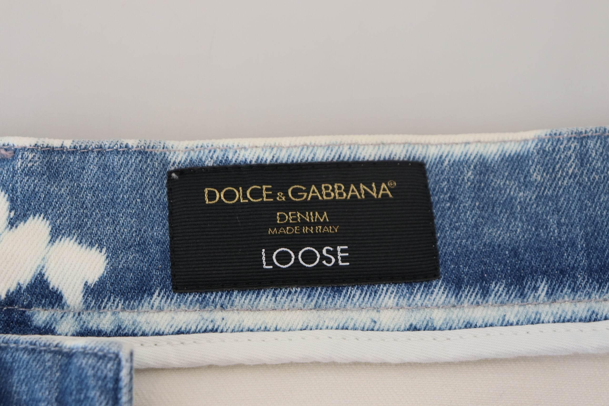 Dolce & Gabbana Blue Ceasar Denim Cotton Loose Fit Jeans - Hilstor