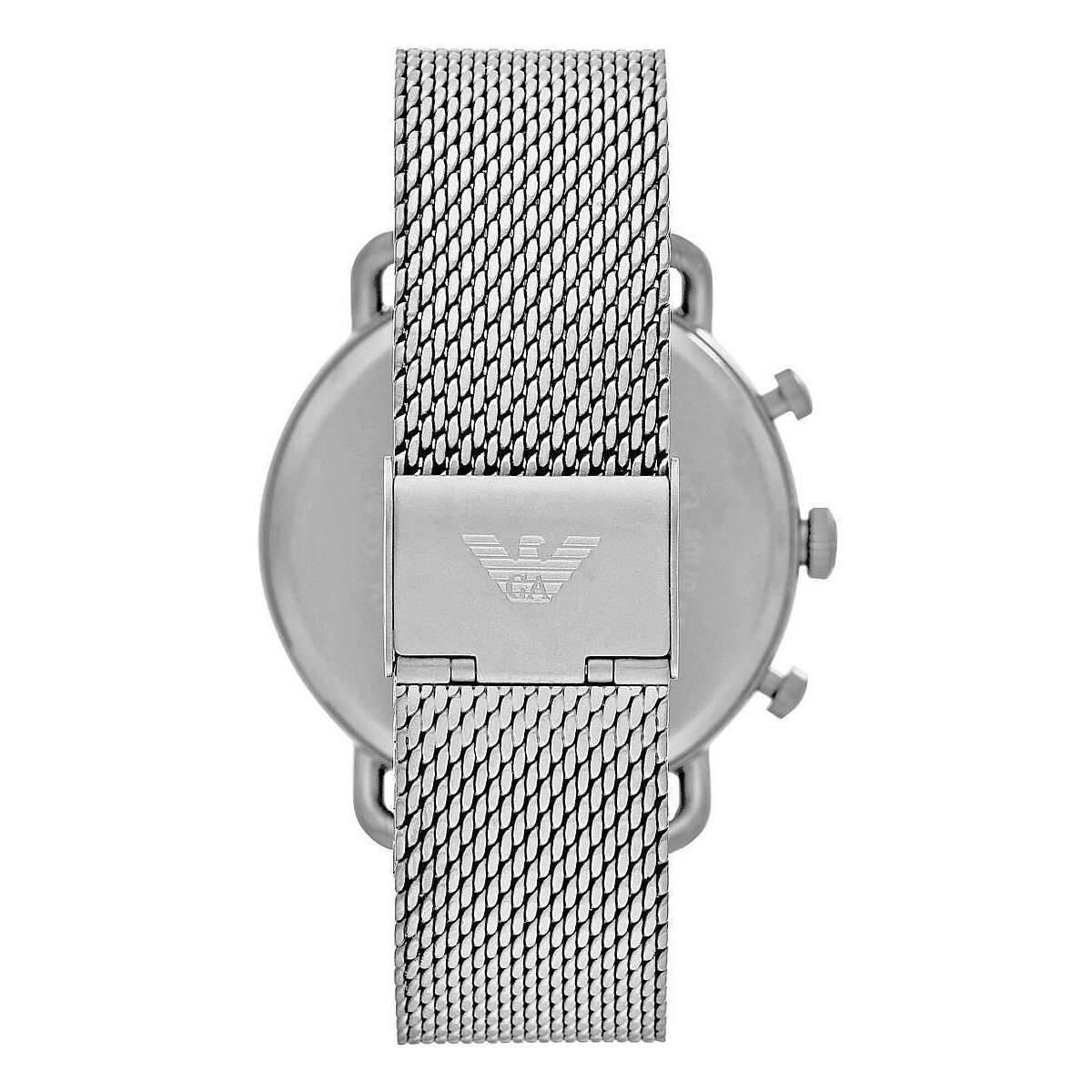 Emporio Armani Sophisticated Silver Steel Chronograph Watch - Hilstor