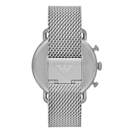 Emporio Armani Sophisticated Silver Steel Chronograph Watch - Hilstor