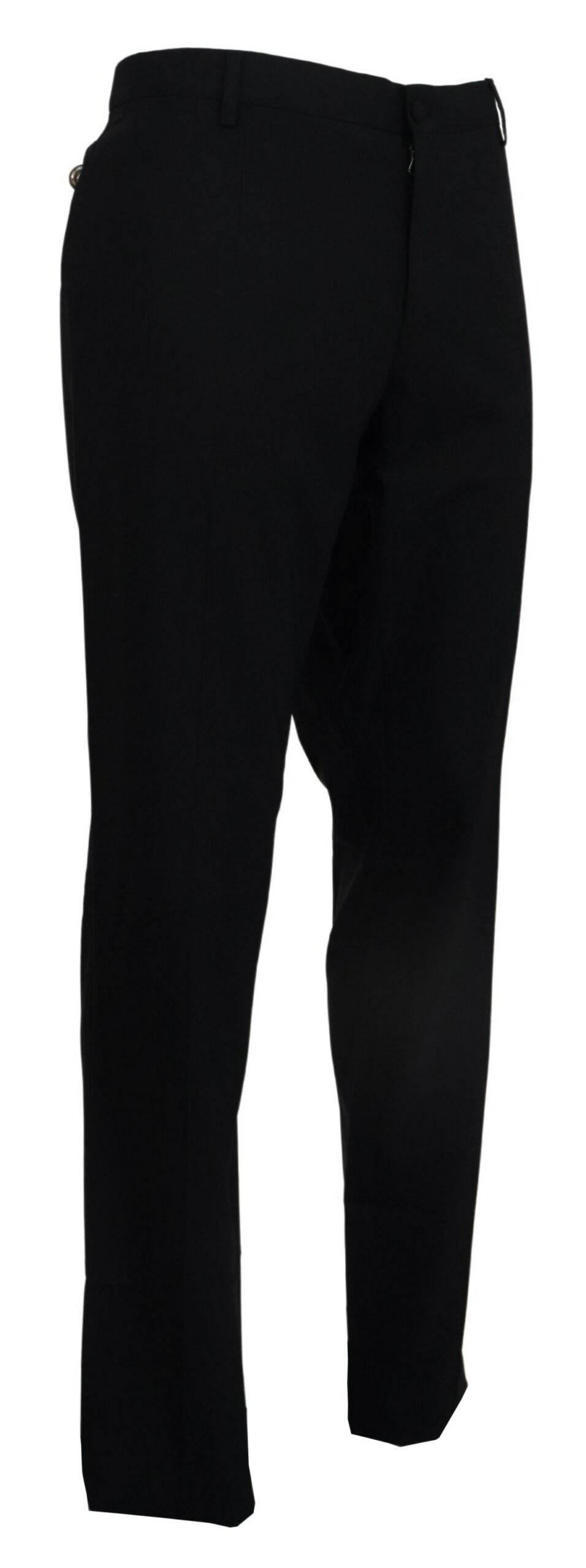 Dolce & Gabbana Black Wool Stretch Dress Formal Slim Fit Pant - Hilstor