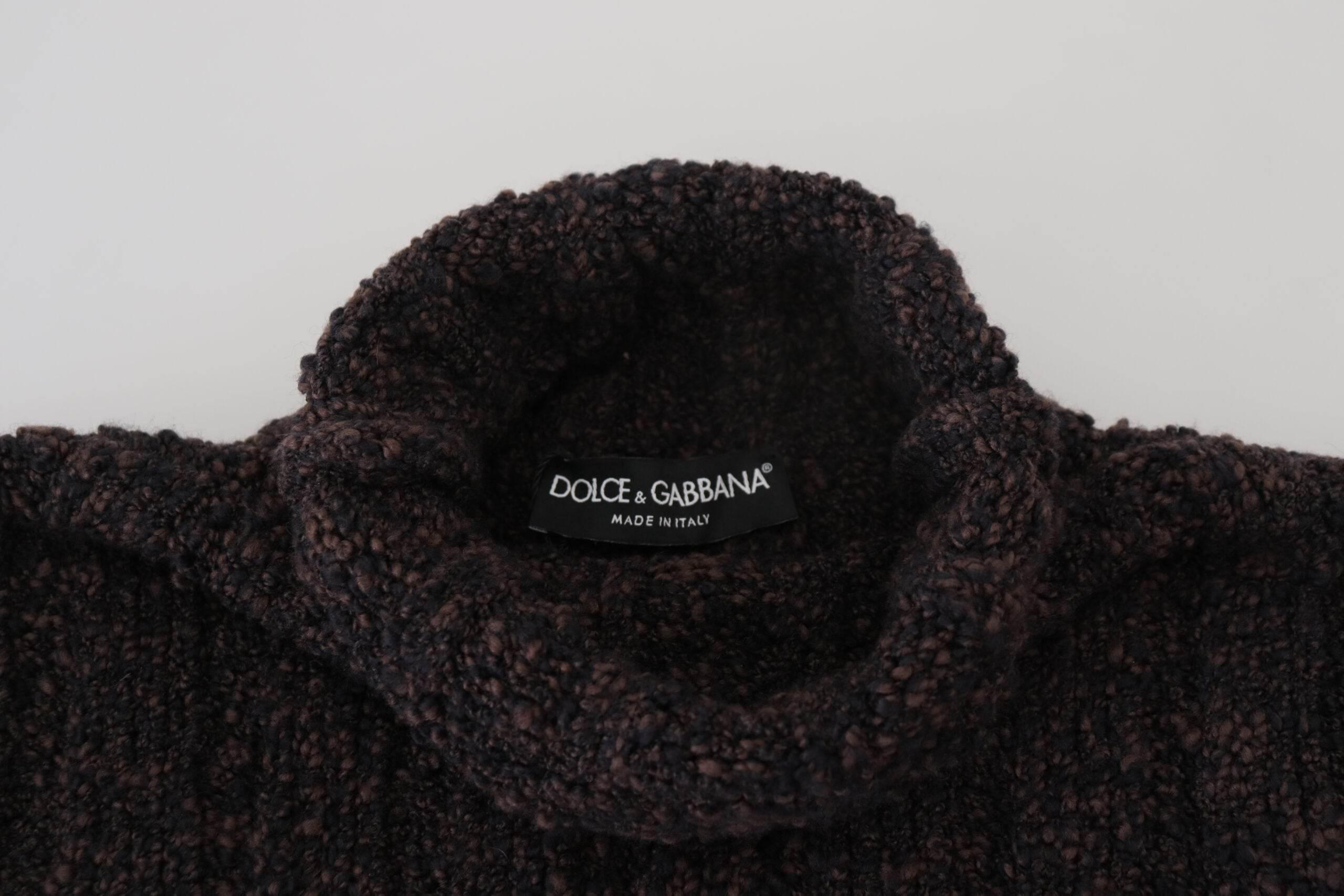 Dolce & Gabbana Brown Wool Knit Turtleneck Pullover Sweater - Hilstor