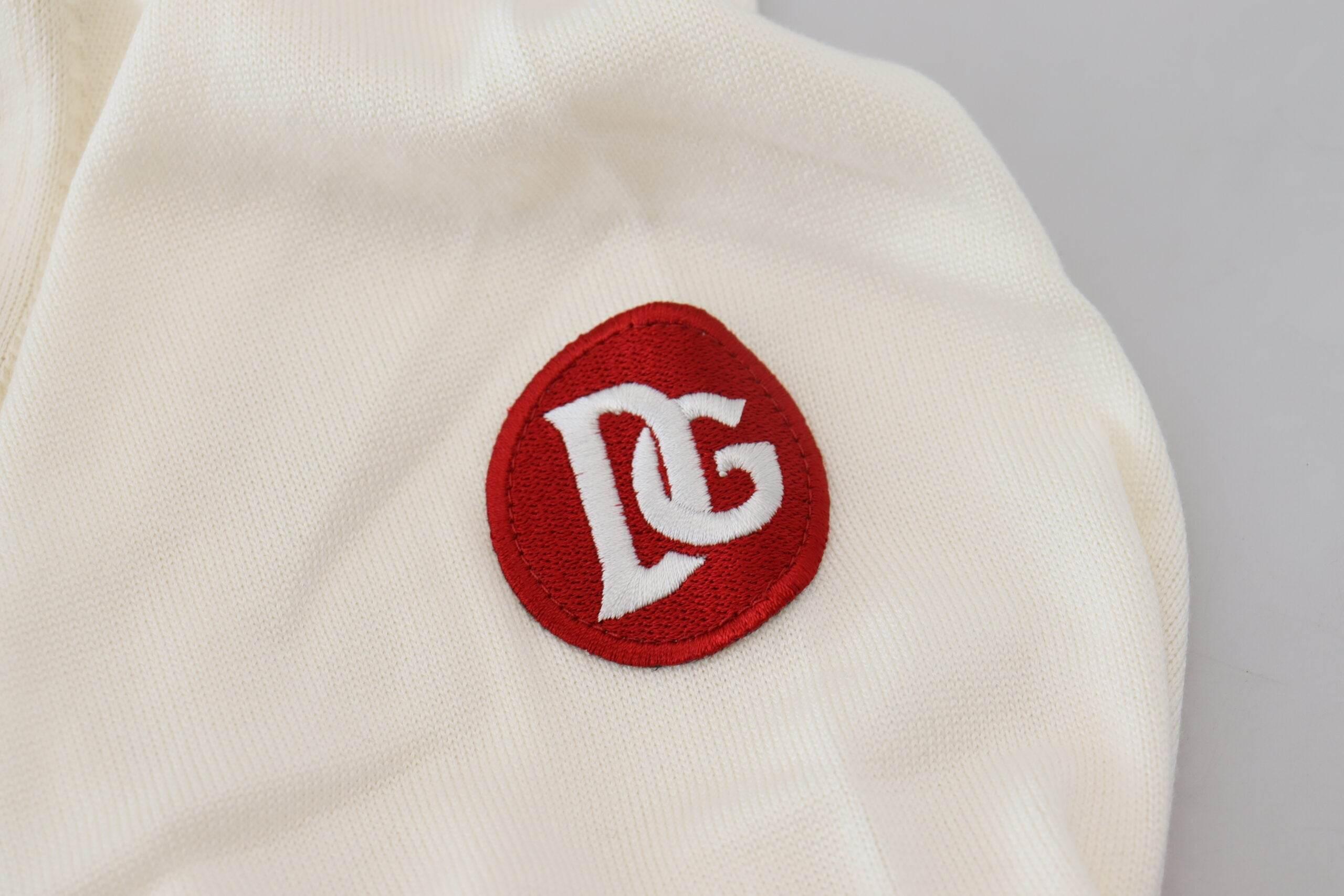 Dolce & Gabbana White Red Knitted V-neck Pullover Sweater - Hilstor