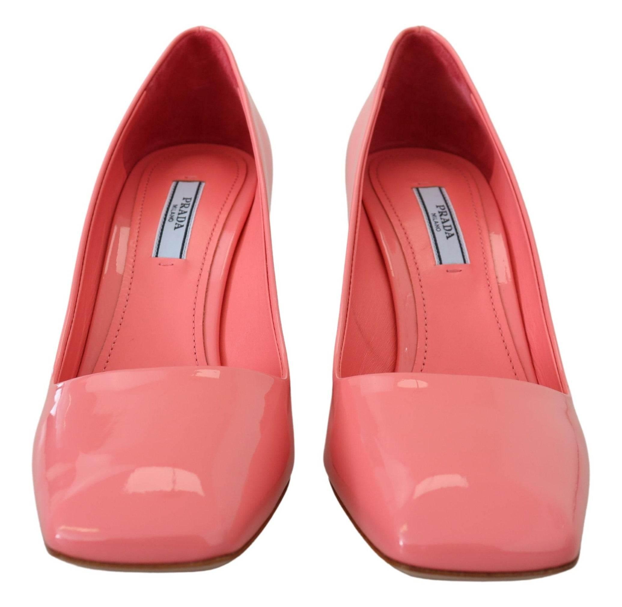 Prada Elegant Square Toe Pink Heels - Hilstor