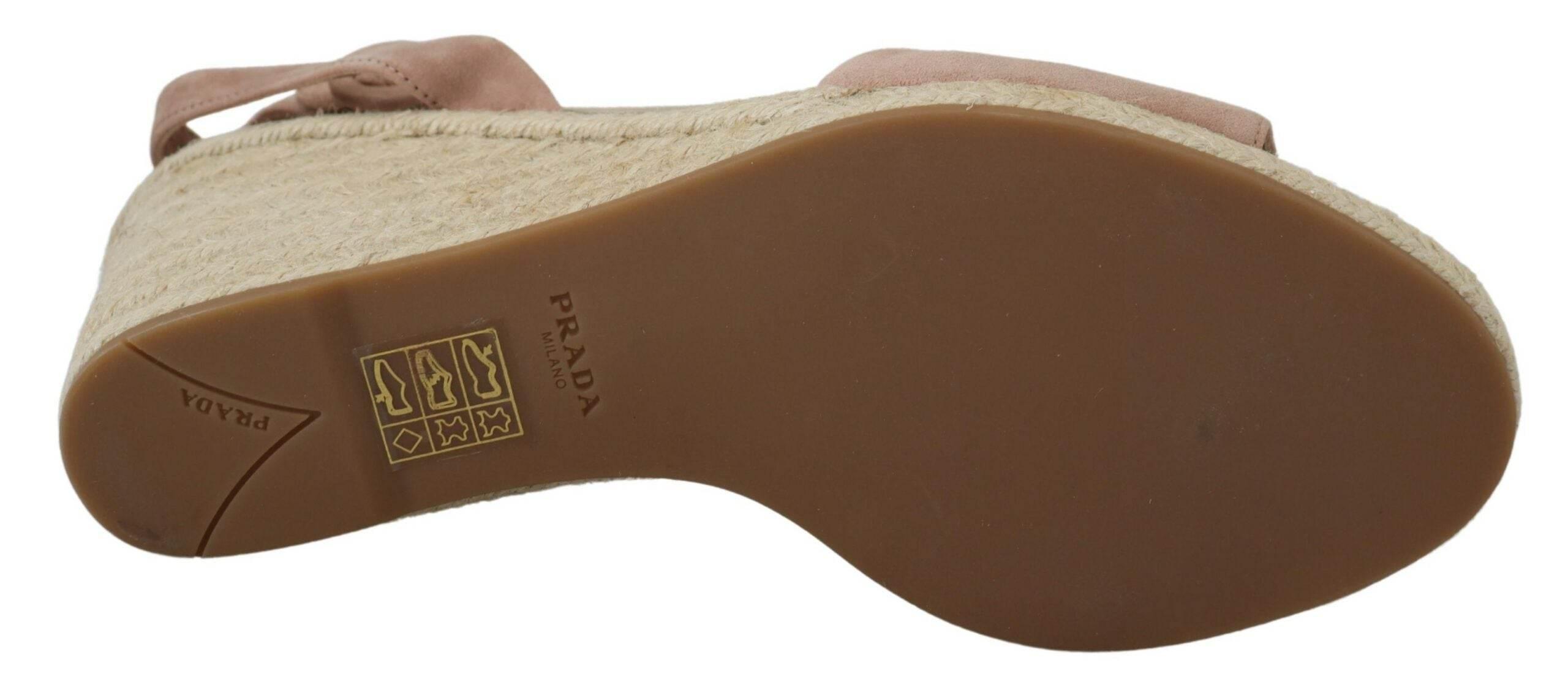 Prada Elegant Suede Ankle Strap Wedge Sandals - Hilstor