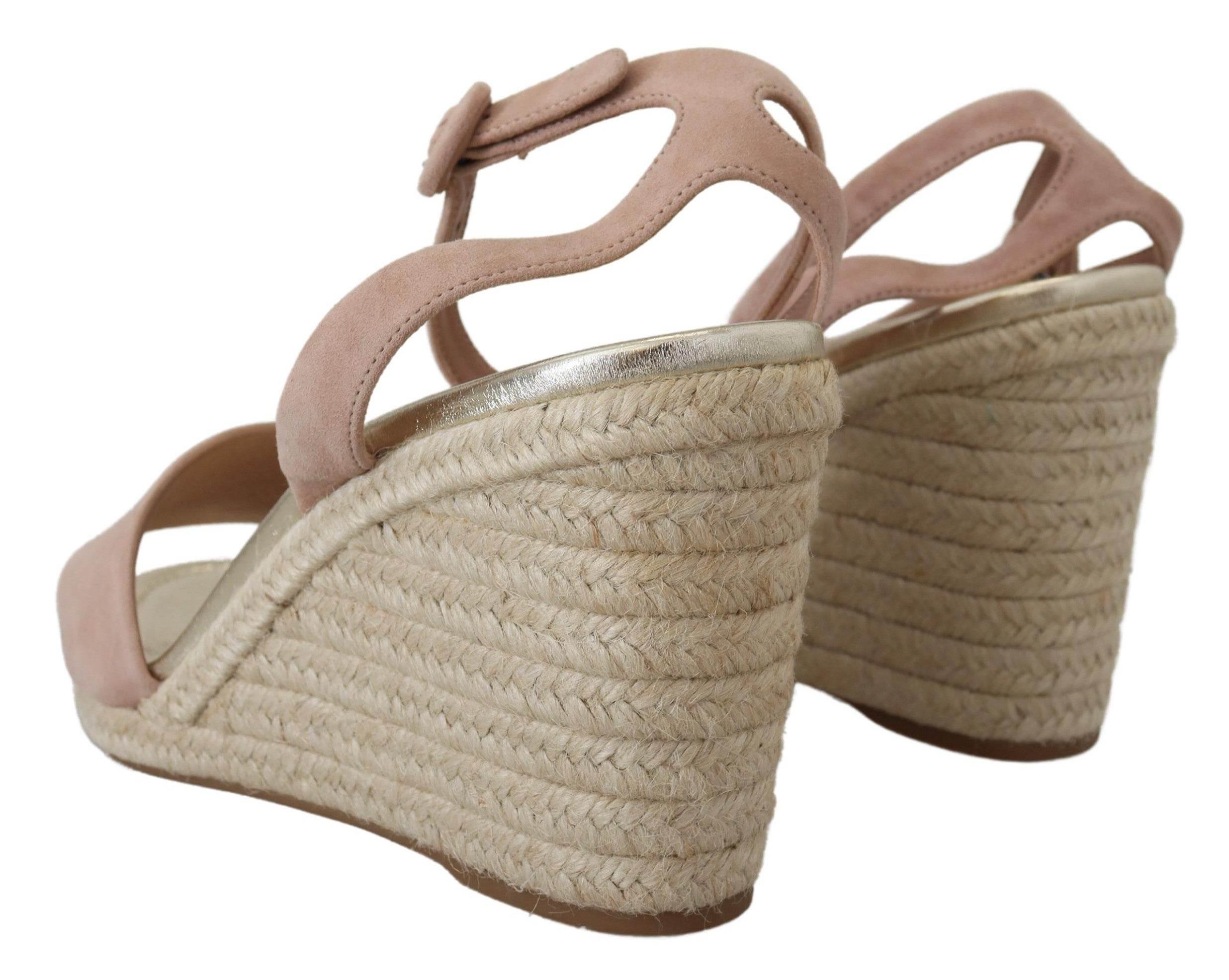 Prada Elegant Suede Ankle Strap Wedge Sandals - Hilstor