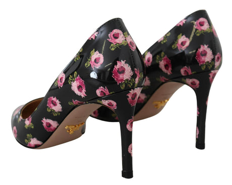 Prada Elegant Floral Print Leather Pumps - Hilstor