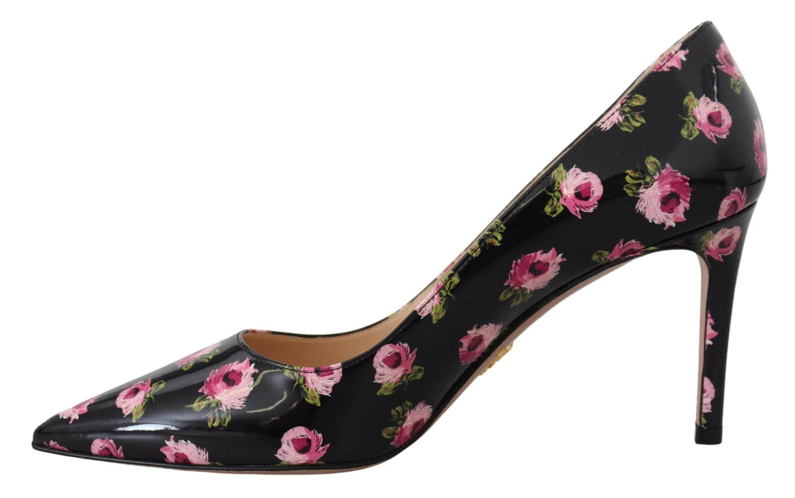 Prada Elegant Floral Print Leather Pumps - Hilstor