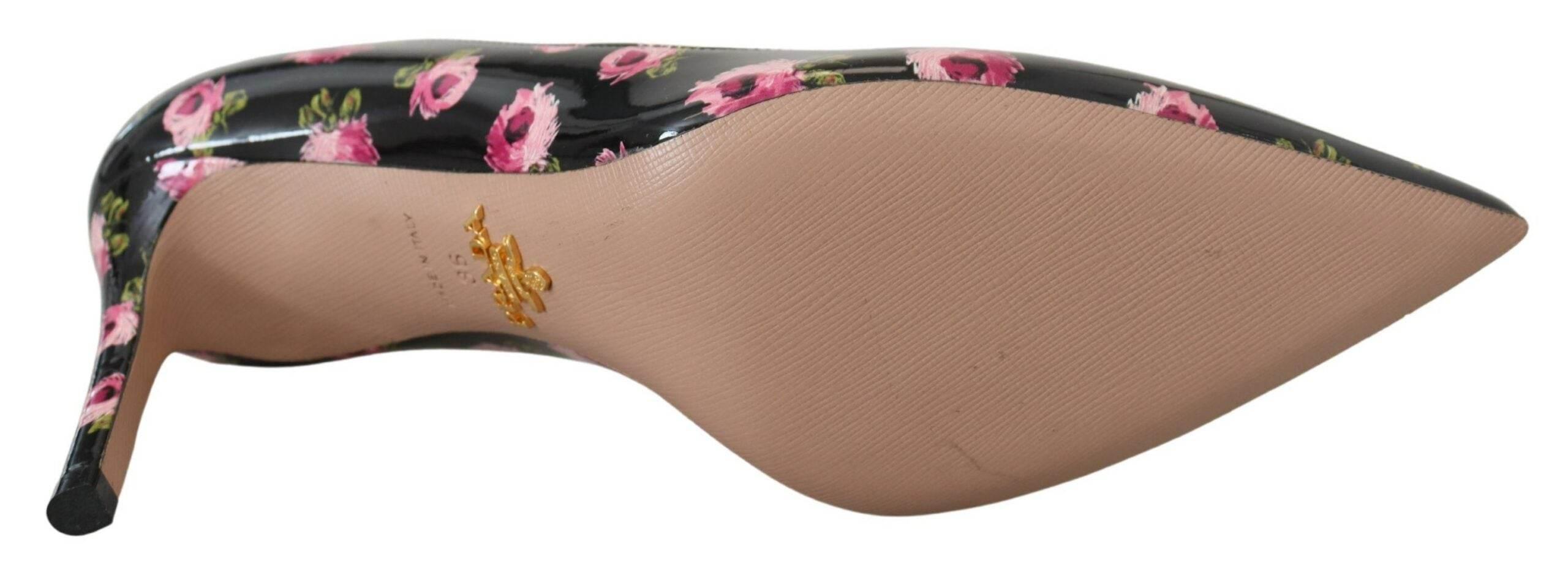 Prada Elegant Floral Print Leather Pumps - Hilstor