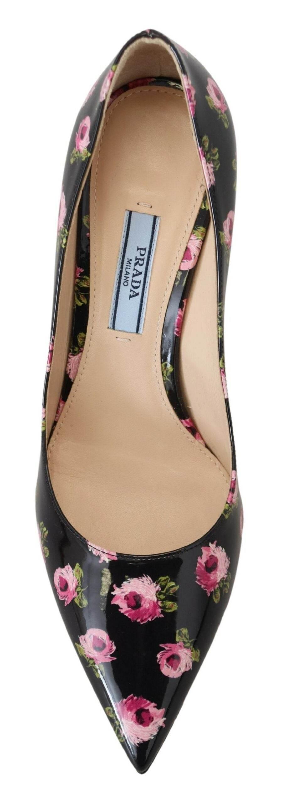 Prada Elegant Floral Print Leather Pumps - Hilstor