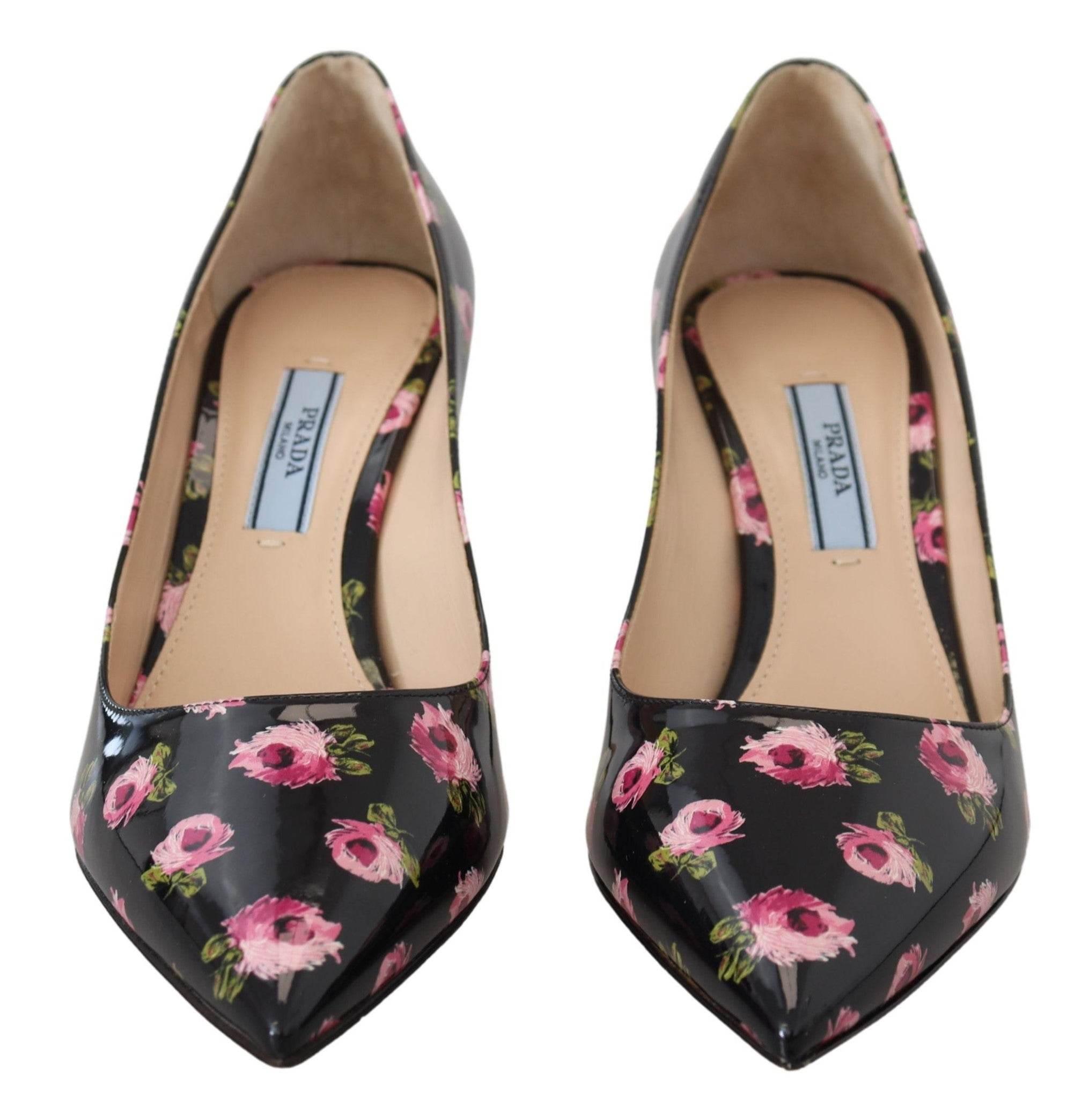 Prada Elegant Floral Print Leather Pumps - Hilstor