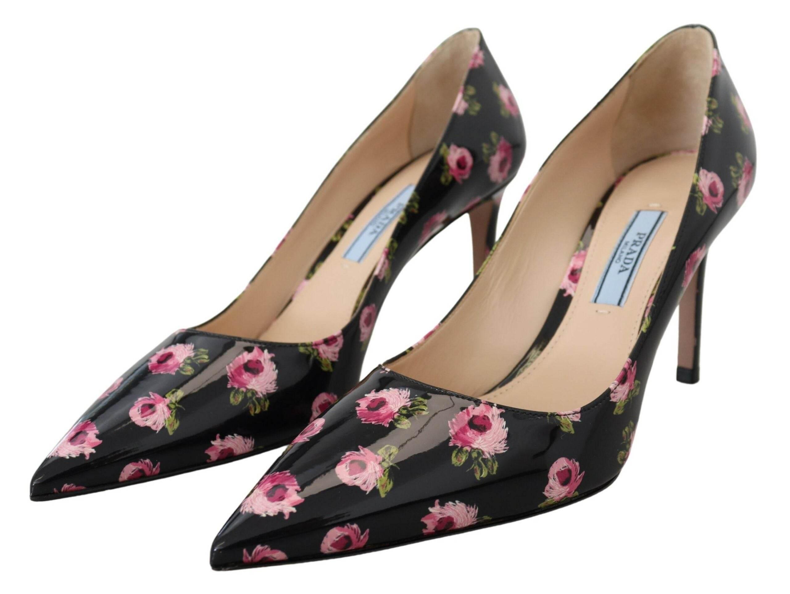 Prada Elegant Floral Print Leather Pumps - Hilstor