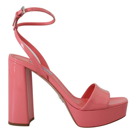 Prada Chic Pink Patent Leather Platform Sandals - Hilstor