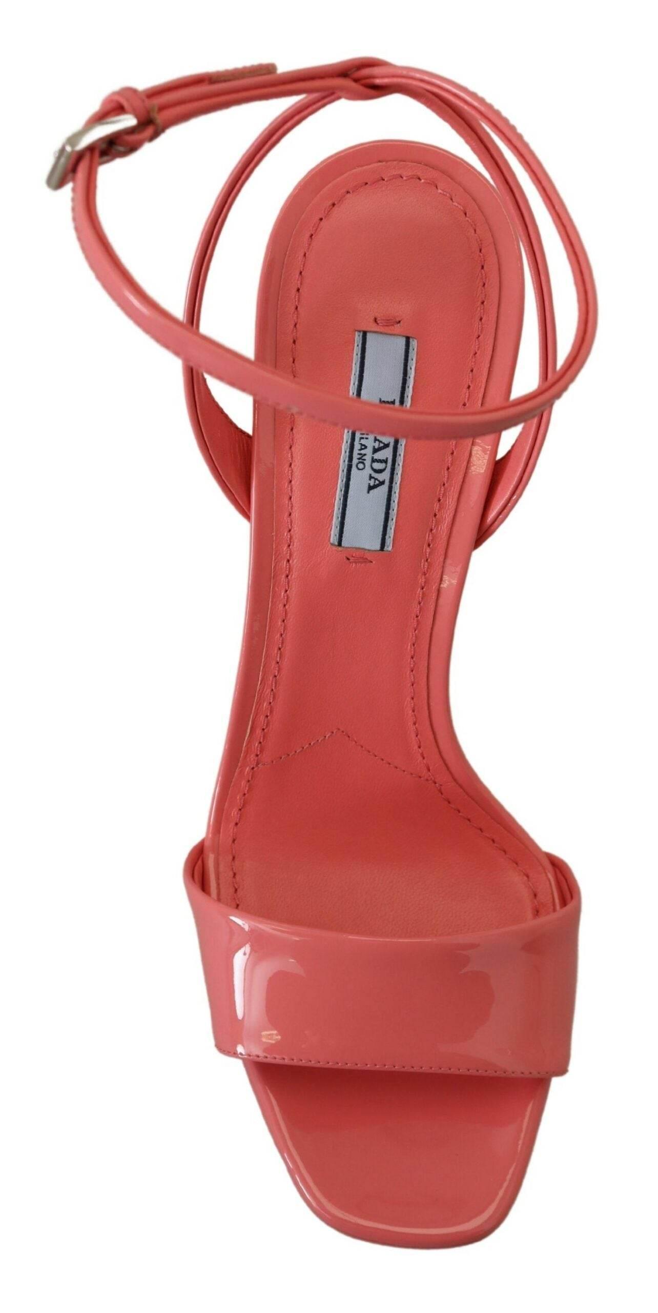 Prada Chic Pink Patent Leather Platform Sandals - Hilstor