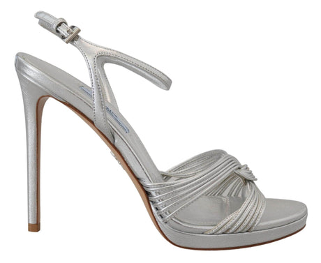 Prada Elegant Silver Stiletto Heels Sandals - Hilstor