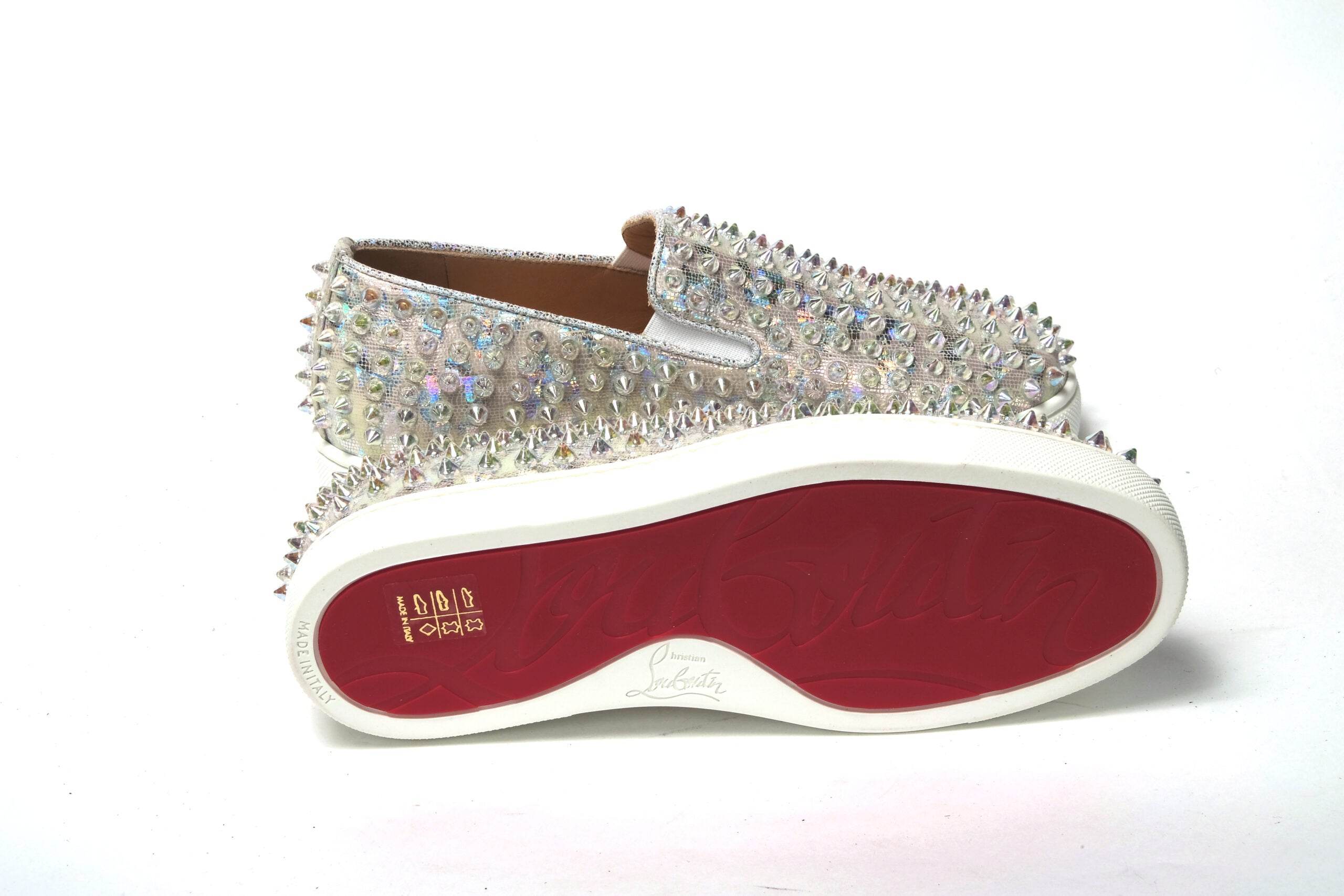 Christian Louboutin White Ab/Clear Ab Roller Boat Woman Flat Sneaker - Hilstor