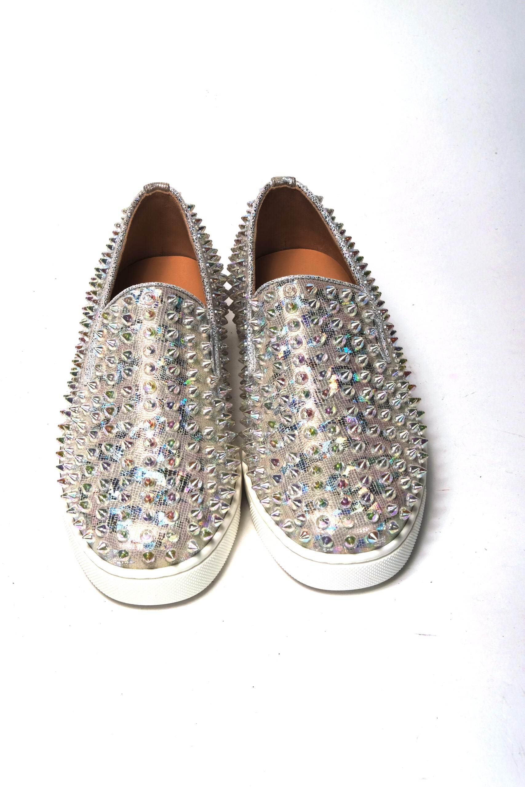 Christian Louboutin White Ab/Clear Ab Roller Boat Woman Flat Sneaker - Hilstor