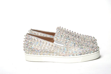 Christian Louboutin White Ab/Clear Ab Roller Boat Woman Flat Sneaker - Hilstor