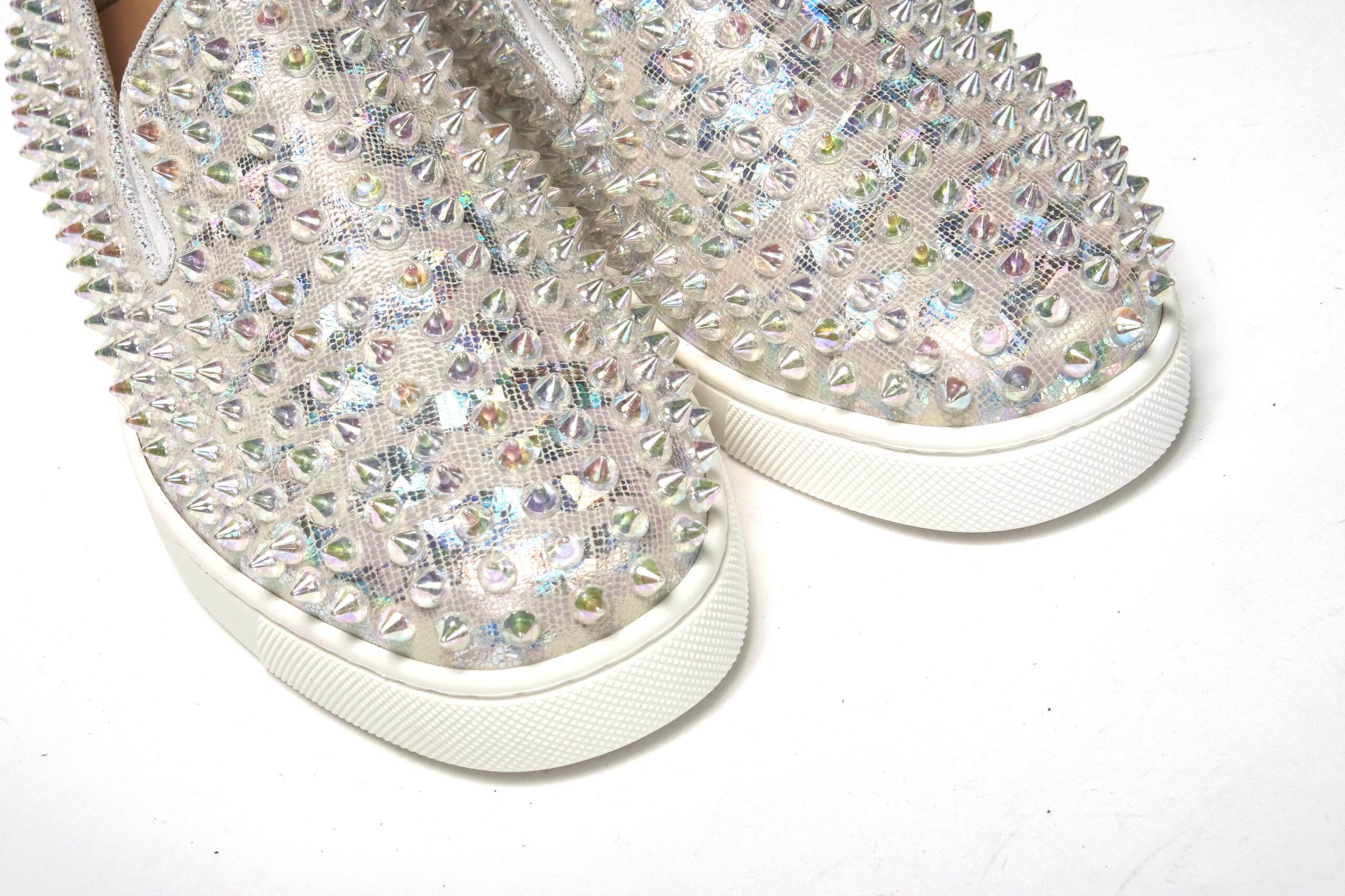 Christian Louboutin White Ab/Clear Ab Roller Boat Woman Flat Sneaker - Hilstor