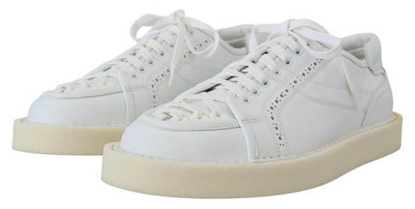 Dolce & Gabbana White Leather Low Top Oxford Sneakers Casual Shoes - Hilstor