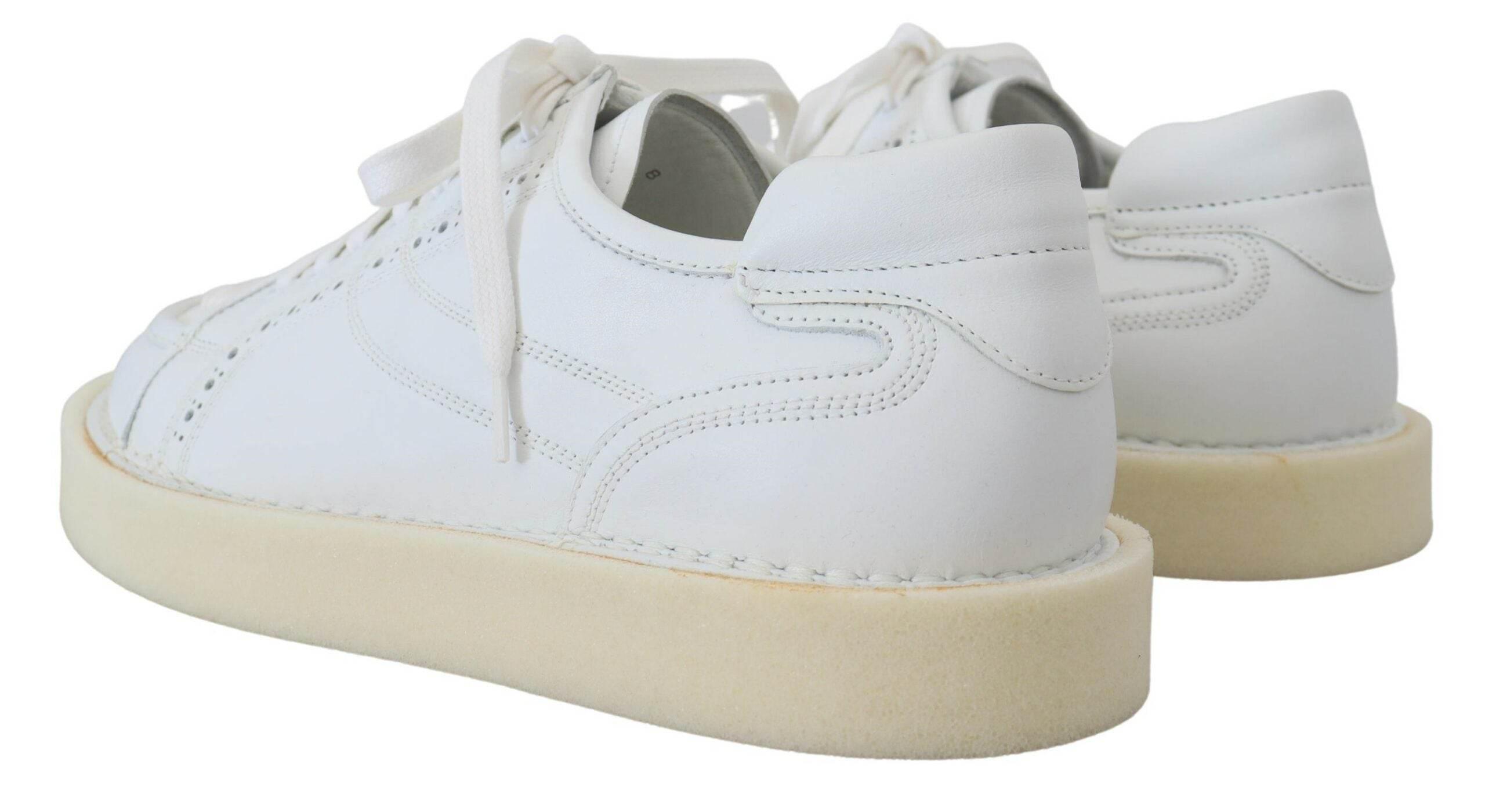Dolce & Gabbana White Leather Low Top Oxford Sneakers Casual Shoes - Hilstor