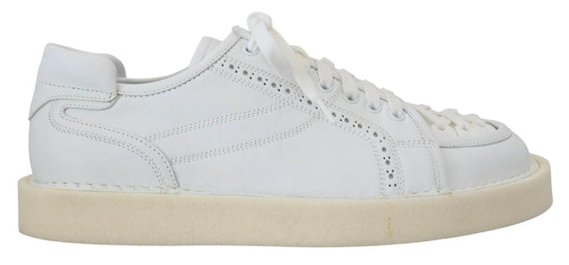 Dolce & Gabbana White Leather Low Top Oxford Sneakers Casual Shoes - Hilstor
