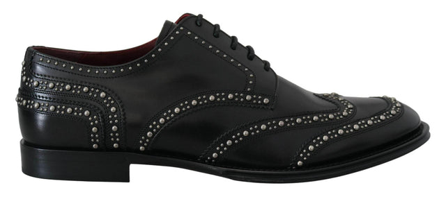 Dolce & Gabbana Elegant Studded Black Derby Shoes - Hilstor