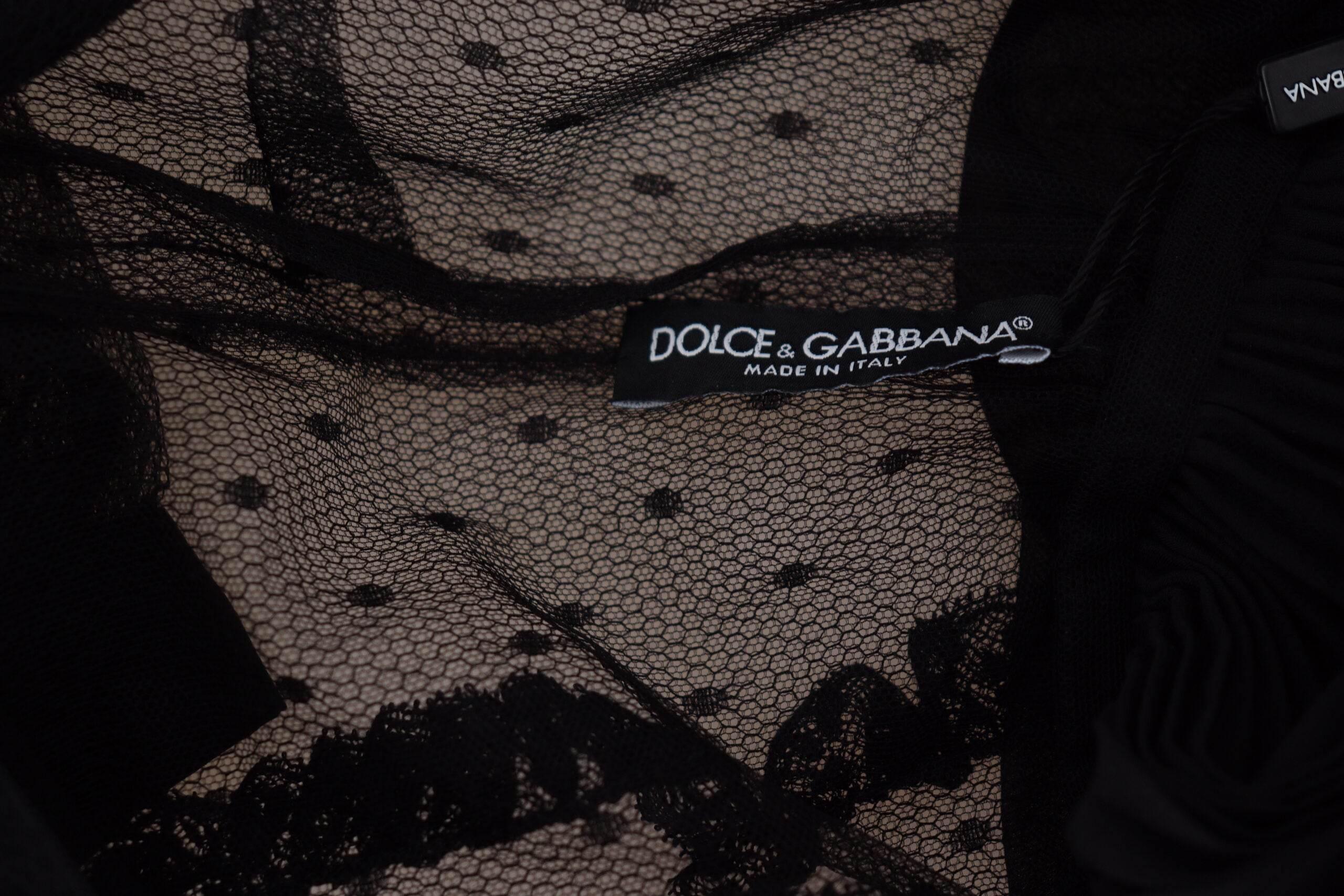 Dolce & Gabbana Black Lace Trim A-line Mini Nylon Dress - Hilstor