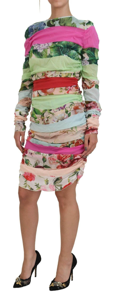 Dolce & Gabbana Floral Sheath Bodycon Silk Dress - Hilstor